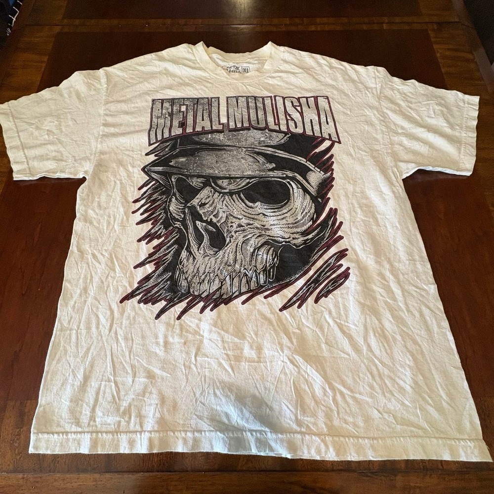Metal Mulisha Skull Graphic Tee White Motocross Biker Shirt
